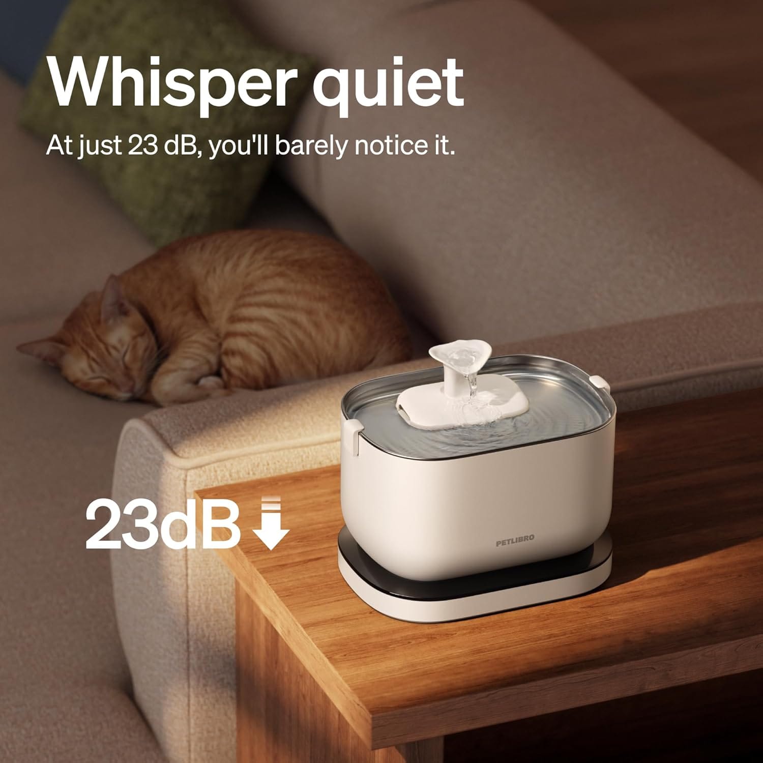 Petlibro Cordless Cat Water Fountain, Battery Operated, 2.5L/84oz Dockstream, White - Certified Refurbished