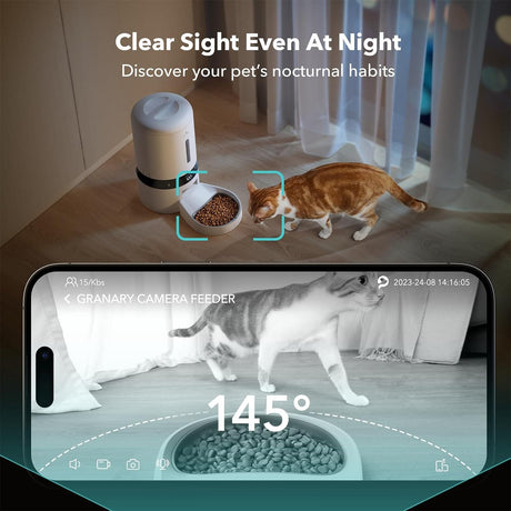 Petlibro Automatic Single Tray Smart Pet Feeder with Video Camera, Night Vision, Motion & Sound Alerts, White - Certified Refurbished