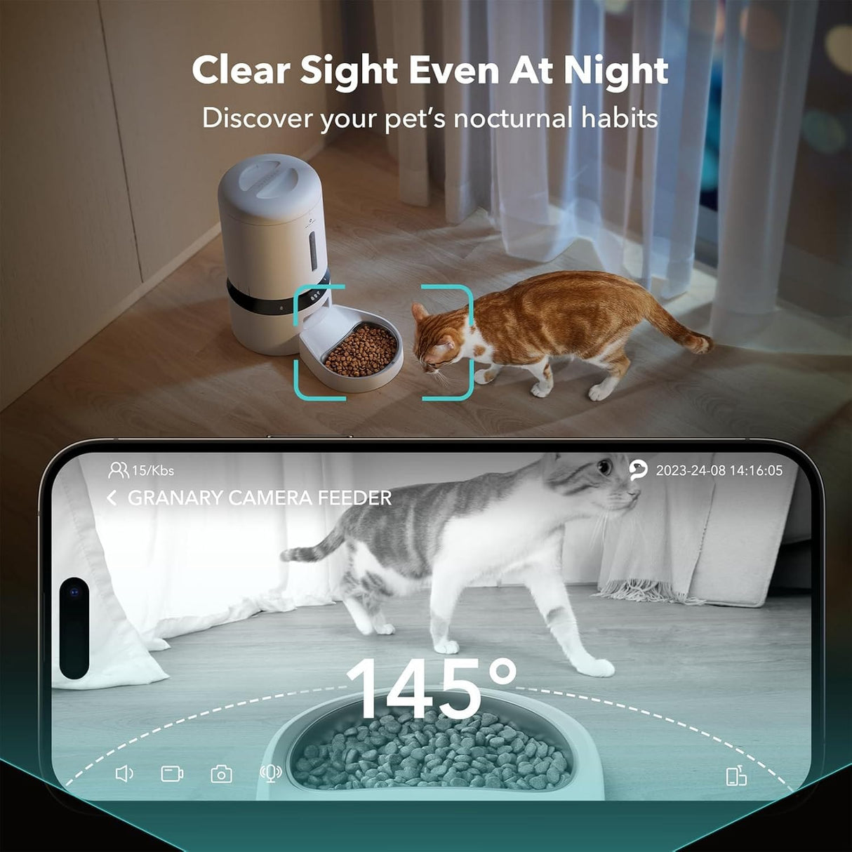 Petlibro Automatic Single Tray Smart Pet Feeder with Video Camera, Night Vision, Motion & Sound Alerts, White - Certified Refurbished