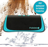 Fugoo Sport Portable Rugged Bluetooth Wireless Speaker, Waterproof, Up to 40 Hours Battery Life, Black/Teal