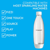 SodaStream 1L Slim Carbonating Bottles, White, Twin Pack, Pack of 2