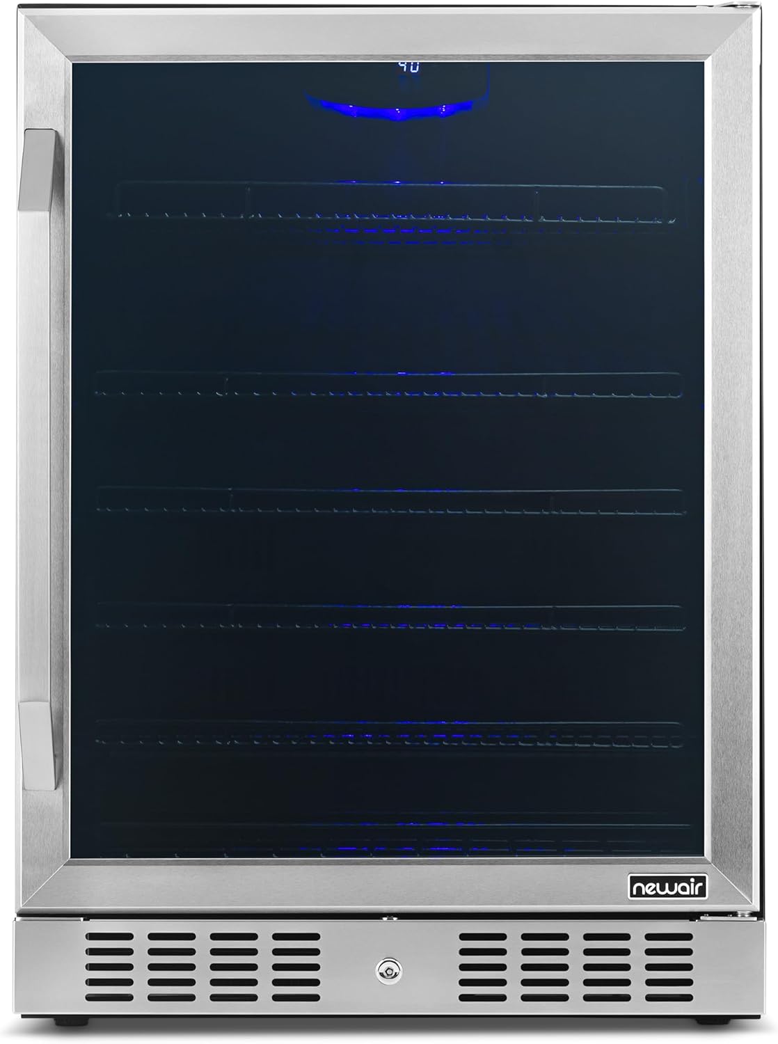 Newair 24" Built-in Beverage Fridge with Triple-Pane Glass, 177 Cans, Stainless Steel - Certified Refurbished
