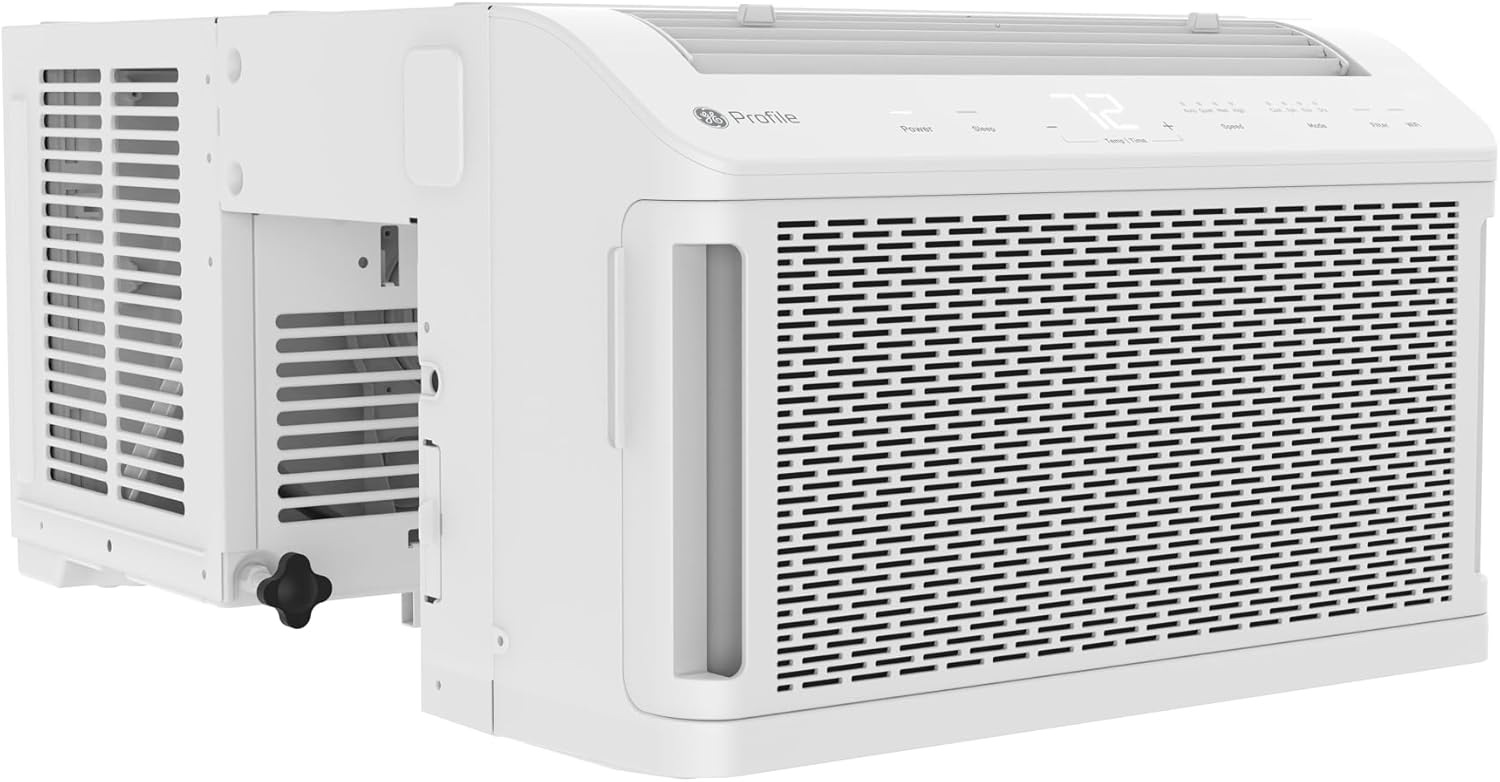 GE Profile ClearView 8300 BTU Window Air Conditioner Unit, U-Shaped Adjustable Depth, Up to 350 sq ft., White - Certified Refurbished