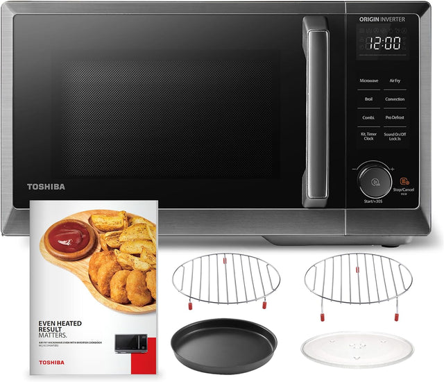 Toshiba 0.9 cu. ft. 6-in-1 Inverter Countertop Microwave Oven Air Fryer Combo, Black Stainless Steel - Certified Refurbished