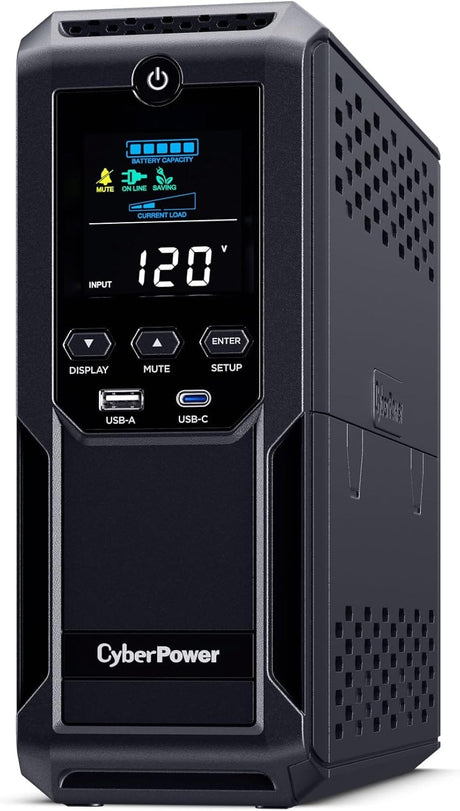 CyberPower Intelligent LCD UPS Battery Backup and Surge Protector, 1500VA/900W, 12 Outlets 2 USB Ports, AVR - Certified Refurbished