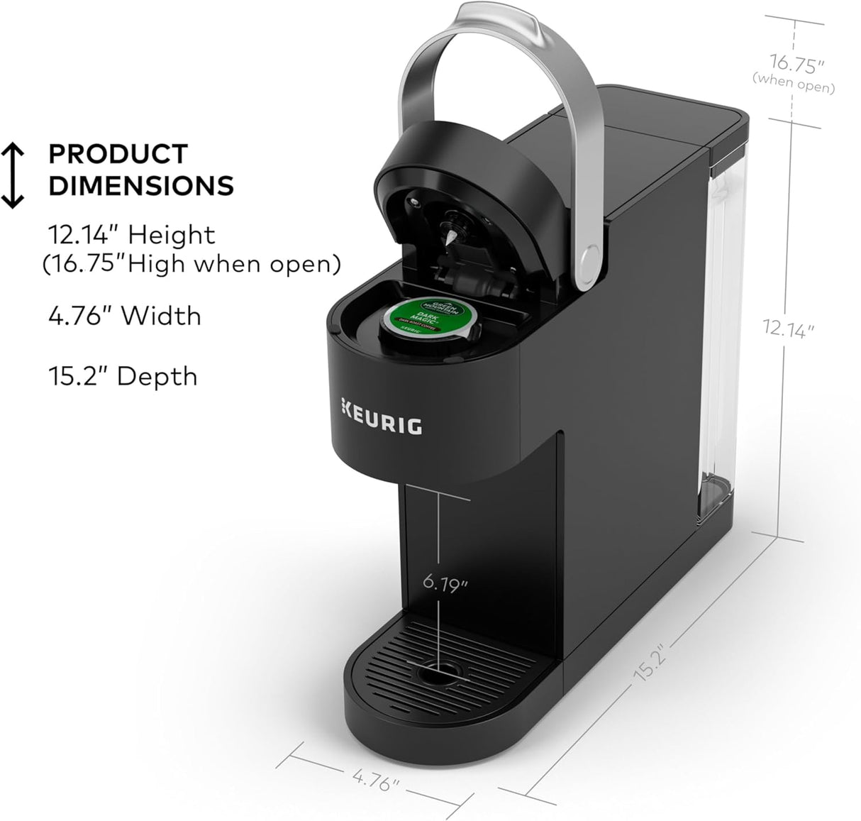 Keurig K-Slim Single Serve K-Cup Pod Coffee Maker, MultiStream Tech, 3 Brew Sizes, 46oz Removable Reservoir, Black - Open Box