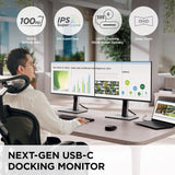 ViewSonic 24 Inch 1080p IPS Docking Monitor with Advanced Ergonomics, 100W USB C - Certified Refurbished