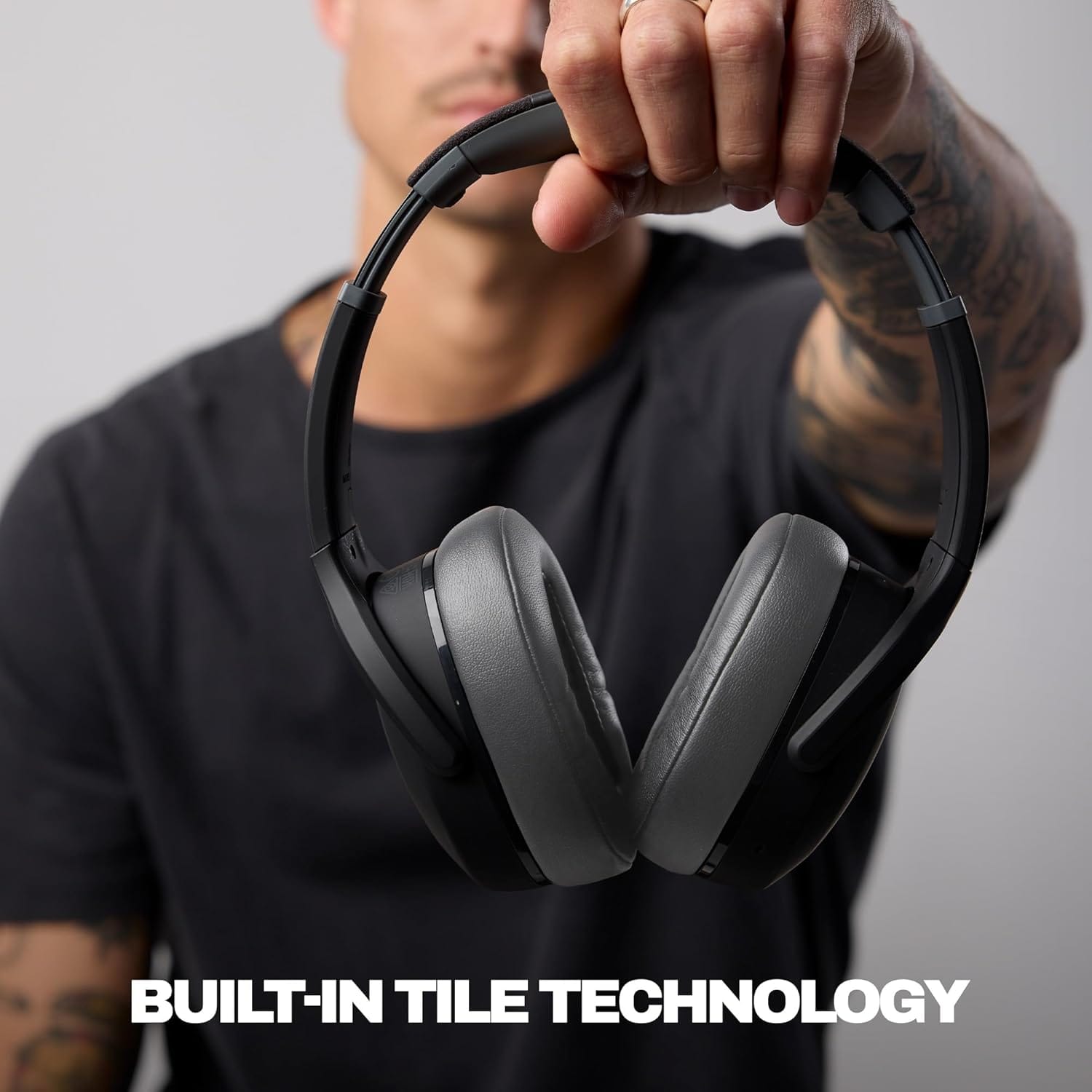 Skullcandy Crusher Evo Wireless Bluetooth Headphones, Multi-Sensory Bass, Noise Isolating Over-Ear Fit, Up to 40 Hours Battery, Microphone, Asphalt