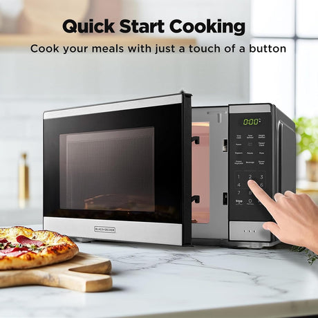 Black+Decker 0.9 Cu. Ft. Countertop Microwave Oven with 6 Auto Menus, Child Lock, Memory Function, 10 Power Levels - Certified Refurbished