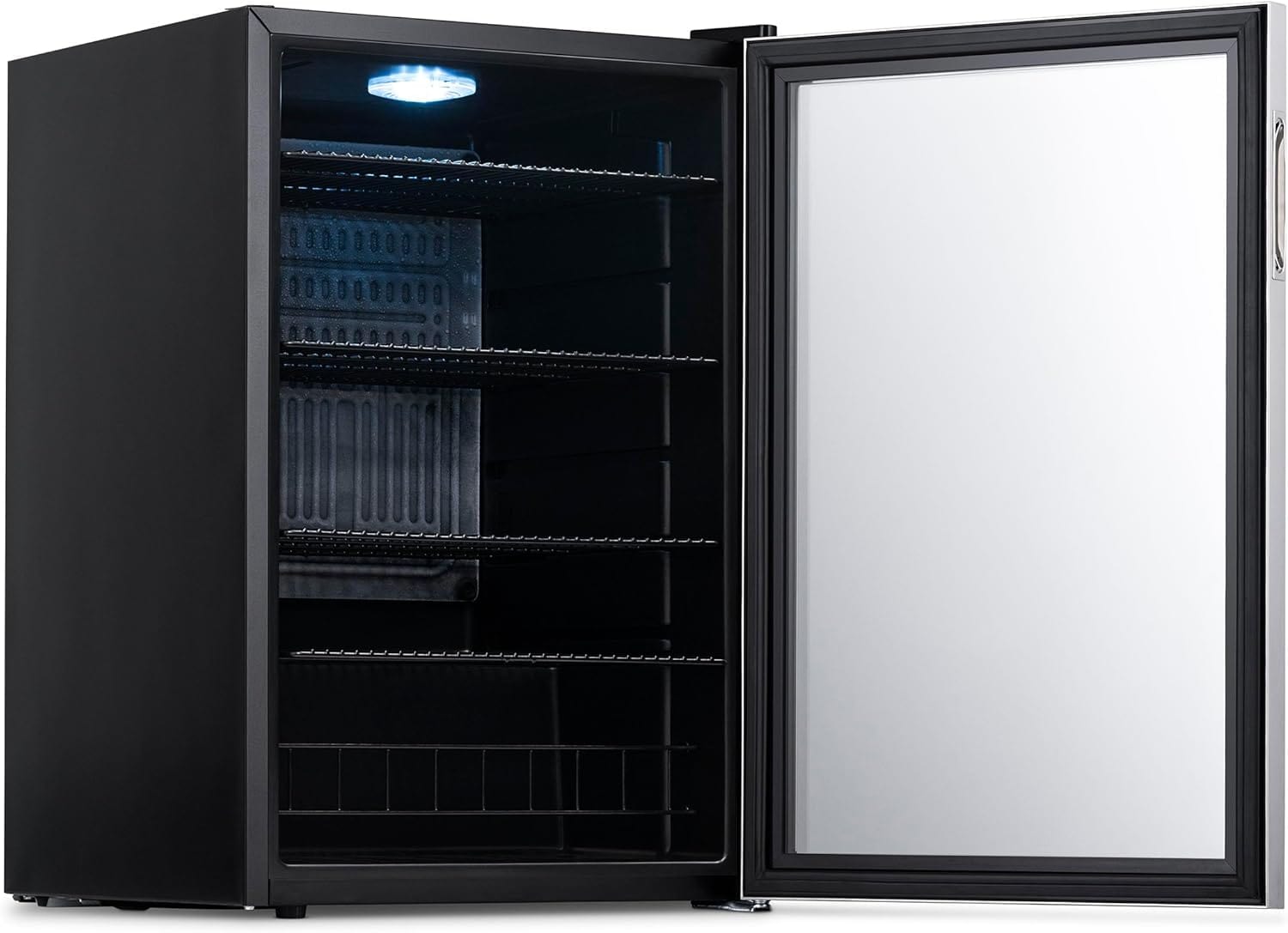 Newair Freestanding Beverage Fridge with SplitShelf, 160 Cans, Stainless Steel - Certified Refurbished