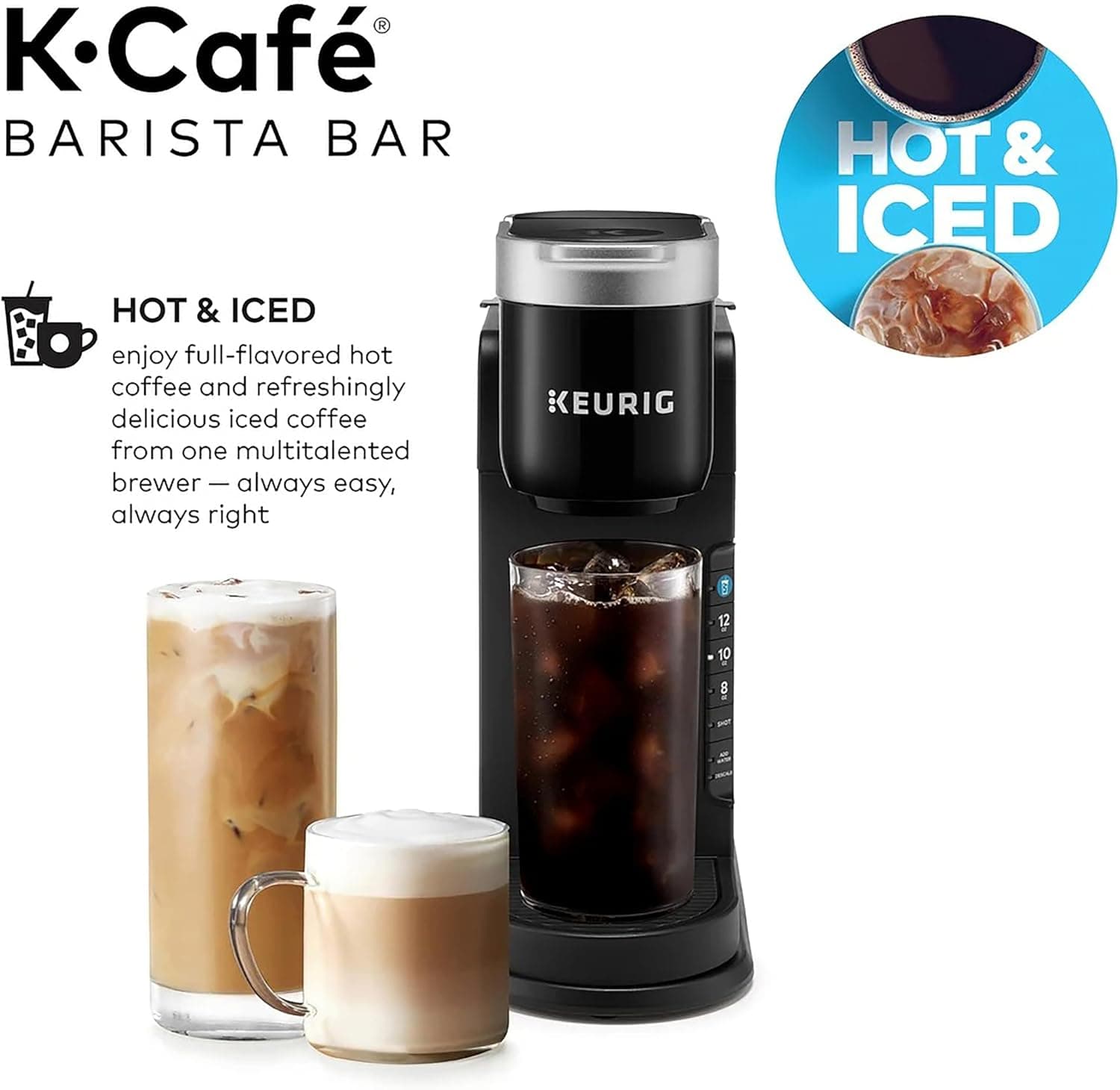 Keurig K-Café Barista Bar Single Serve Coffee Maker with Cold Brew, Black - Certified Refurbished
