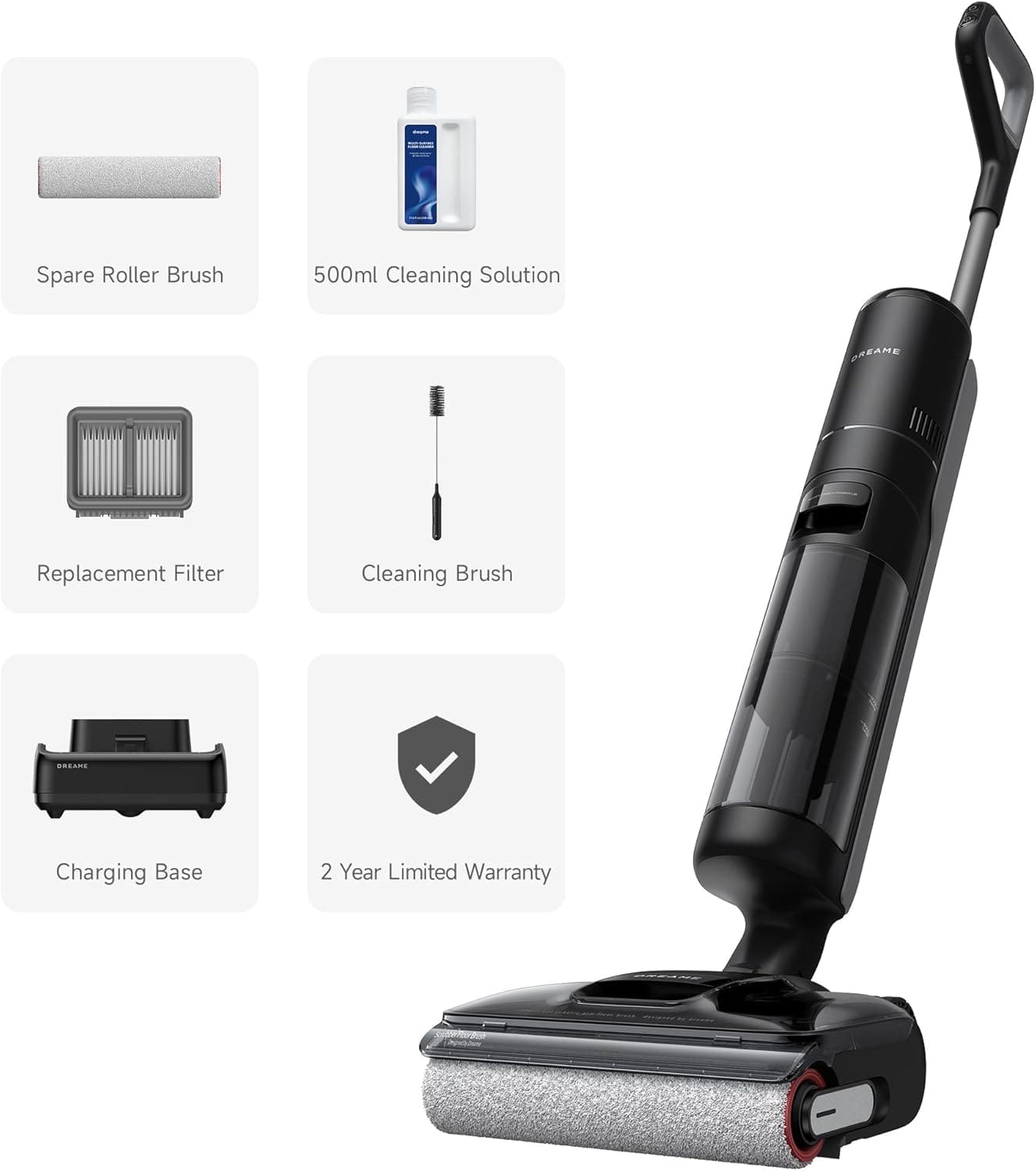 Dreame H12 Pro FlexReach Wet Dry Vacuum Cleaner, Cordless Vacuum Mop All-in-One for Hard Floor, 180° Lie-Flat, 194°F Hot Self-Cleaning, 50 Min Runtime