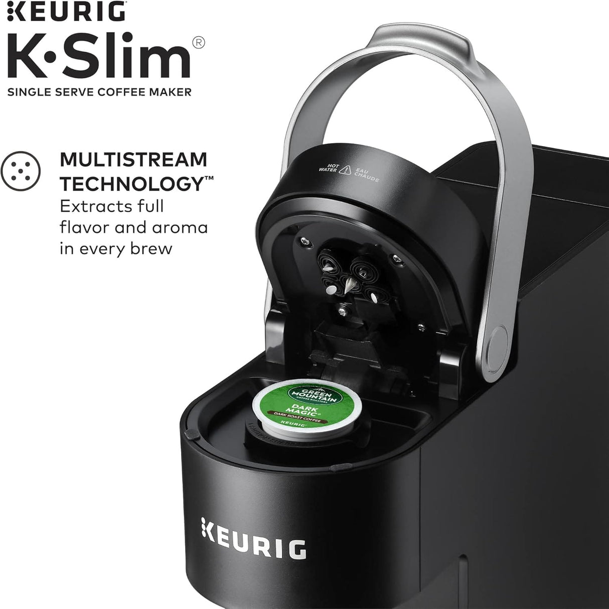 Keurig K-Slim Single Serve K-Cup Pod Coffee Maker, MultiStream Tech, 3 Brew Sizes, 46oz Removable Reservoir, Black - Open Box