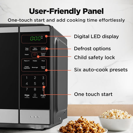 Black+Decker 0.9 Cu. Ft. Countertop Microwave Oven with 6 Auto Menus, Child Lock, Memory Function, 10 Power Levels - Certified Refurbished