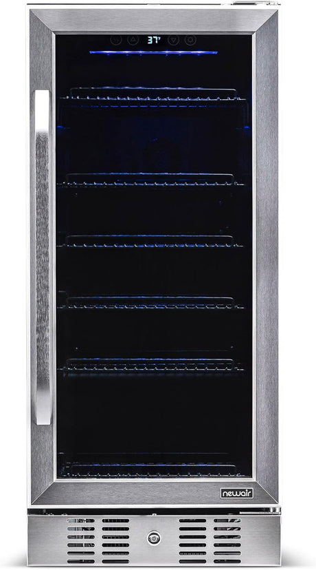 Newair 15" Built-in Beverage Fridge, 96 Cans, Stainless Steel - Certified Refurbished