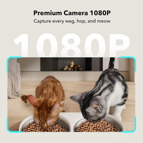 Petlibro Automatic Feeder with Camera, 1080P HD Video with Night Vision, 2-Way Audio, Dual Tray, White - Certified Refurbished