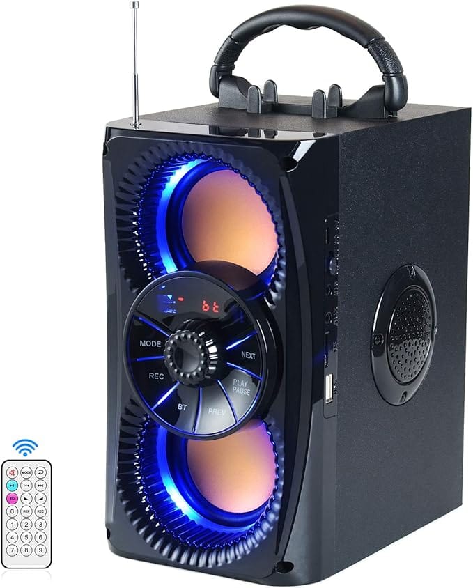 DinDin Portable Bluetooth Indoor / Outdoor Speaker, 30 Watts, Black