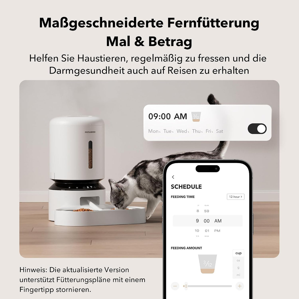 Petlibro 5G WiFi Automatic Pet Feeder for Two Cats or Dogs, 5L Food Dispenser with Low Food Sensor, White - Certified Refurbished