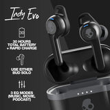 Skullcandy Indy Evo In-Ear Wireless Earbuds, 30 Hr Battery, Microphone, Works with iPhone Android and Bluetooth Devices, Black