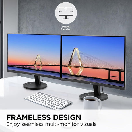 ViewSonic 24 Inch Full HD 1080p Frameless Curved Monitor - Certified Refurbished