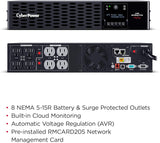 CyberPower Smart App Sinewave UPS Battery Backup and Surge Protector, 1500VA/1500W, 8 Outlets, 2U Rack/Tower - Certified Refurbished