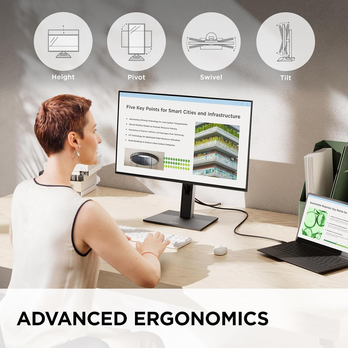 ViewSonic 24 Inch 1080p IPS Docking Monitor with Advanced Ergonomics, 100W USB C - Certified Refurbished