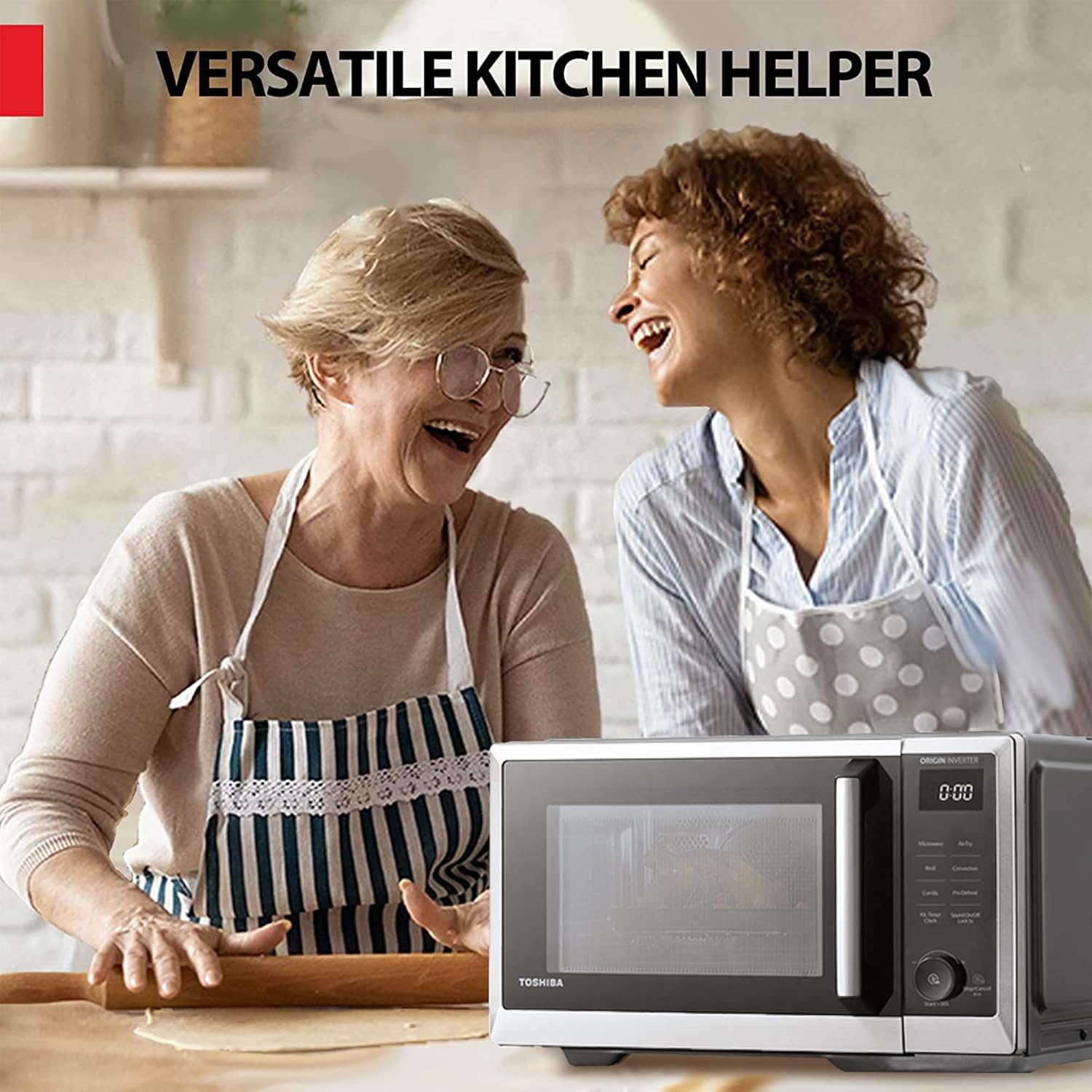 Toshiba 0.9 cu. ft. 6-in-1 Inverter Countertop Microwave Oven Air Fryer Combo, Stainless Steel - Certified Refurbished