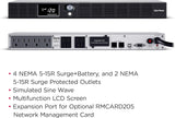 CyberPower Smart App LCD UPS Battery Backup and Surge Protector, 500VA/300W, 6 Outlets, AVR, 1U Rackmount - Certified Refurbished