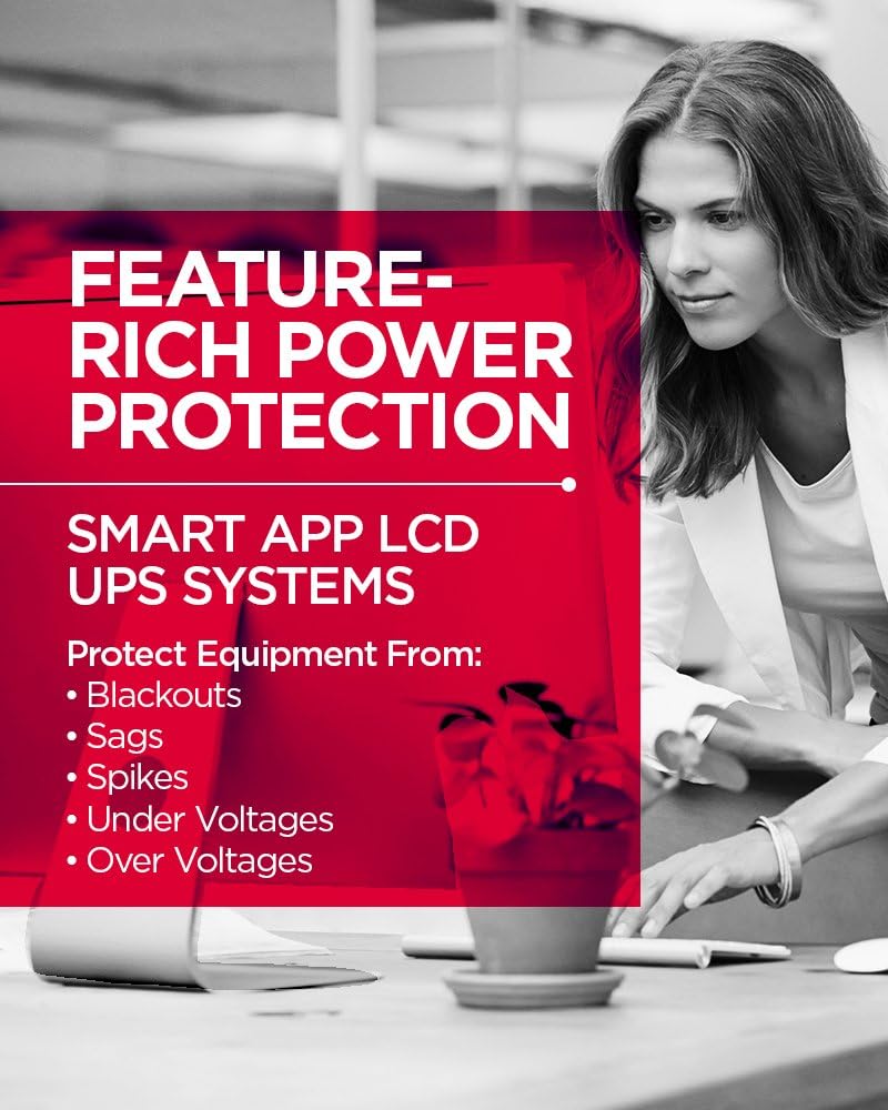 CyberPower Smart App LCD UPS Battery Backup and Surge Protector, 500VA/300W, 6 Outlets, AVR, 1U Rackmount - Certified Refurbished