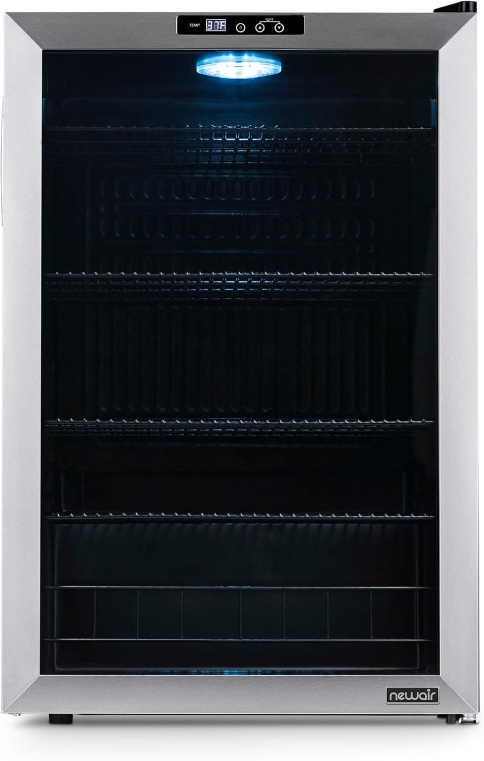Newair Freestanding Beverage Fridge with SplitShelf, 160 Cans, Stainless Steel - Certified Refurbished