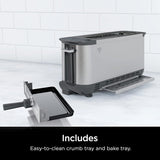 Ninja ST101 Foodi 2-in-1 Flip Toaster, 2-Slice Capacity, Compact Toaster Oven, Snack Maker, Reheat, Defrost, 1500 Watts, 6 Functions, Stainless Steel