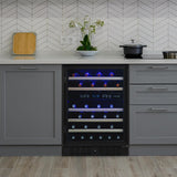 Newair 24" Built-in Dual Zone Wine Fridge, 46 Bottles, Black - Certified Refurbished