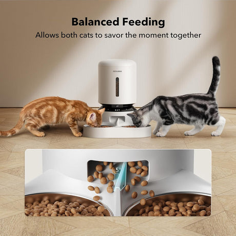 Petlibro Automatic Feeder with Camera, 1080P HD Video with Night Vision, 2-Way Audio, Dual Tray, White - Certified Refurbished