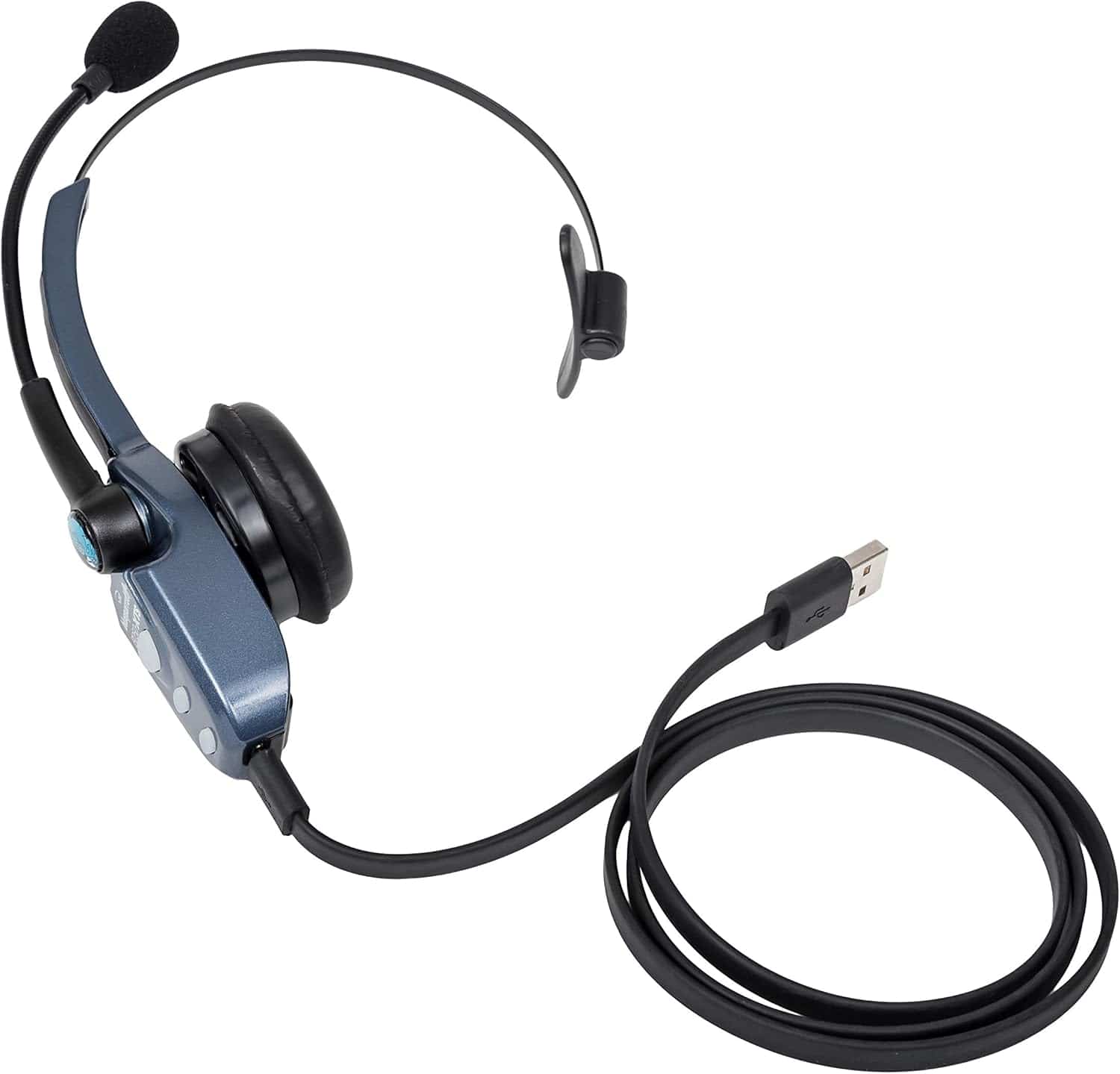 BlueParrott B250-XTS Mono Bluetooth Wireless Headphones 91% Noise Canceling Over Head Trucker Headset with Mic, Blue - Certified Refurbished