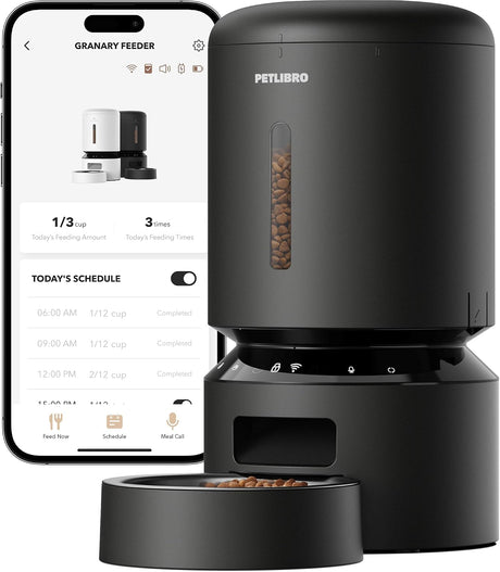 Petlibro Granary Automatic Pet Feeder, 5G Wi-Fi, 5L, Low Food Sensor, Black - Certified Refurbished