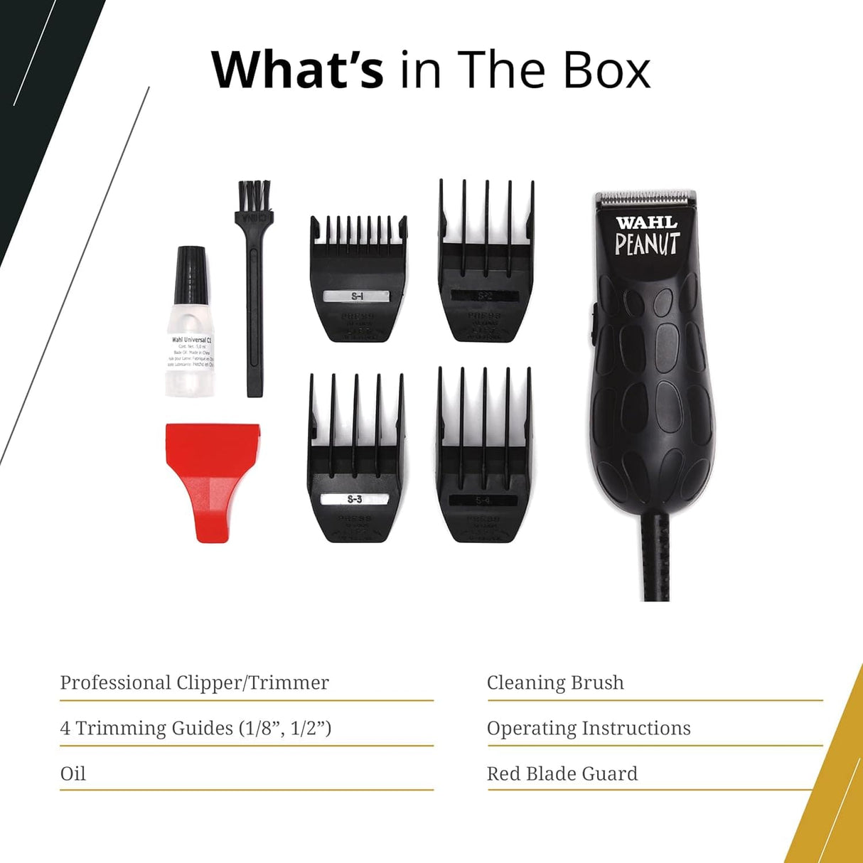 Wahl Professional Peanut-Grip Hair + Beard Trimmer Clipper, Corded, Black