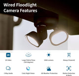 Arlo Wired Floodlight Security Camera, Black - Certified Refurbished