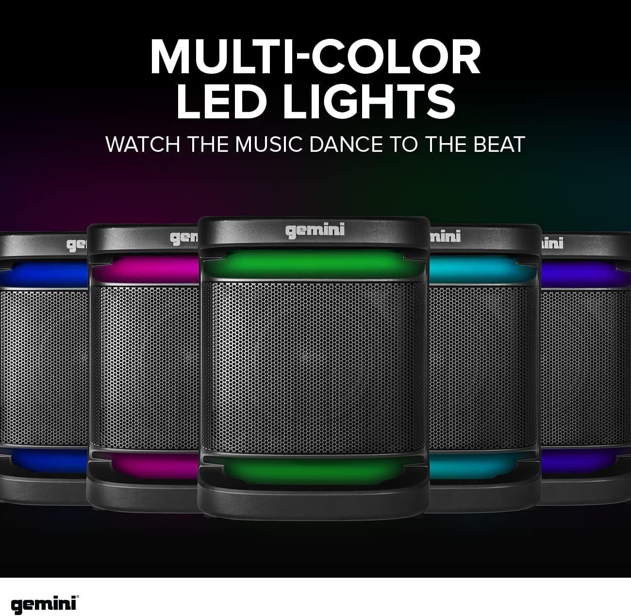 Gemini Home Stereo System with LED Party Lighting, PA / Karaoke System, 2000 Watts, Bluetooth, 8" Dual Subwoofers, Black