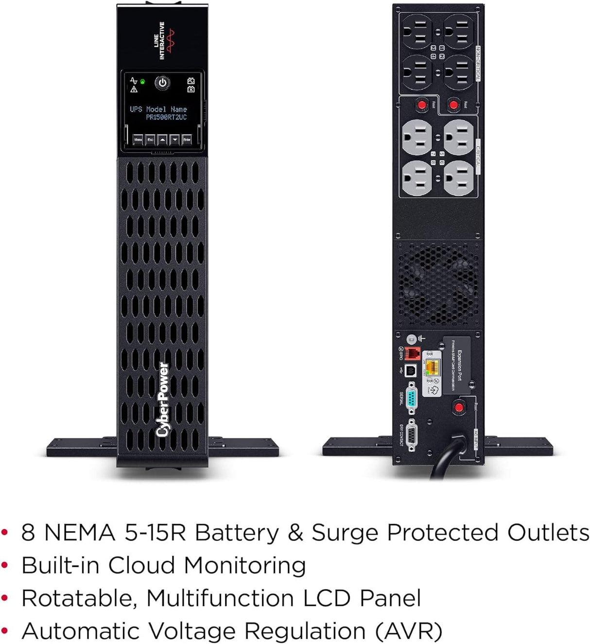 CyberPower Smart App Sinewave UPS Battery Backup and Surge Protector, 1500VA/1500W, 8 Outlets, 2U Rack/Tower - Certified Refurbished
