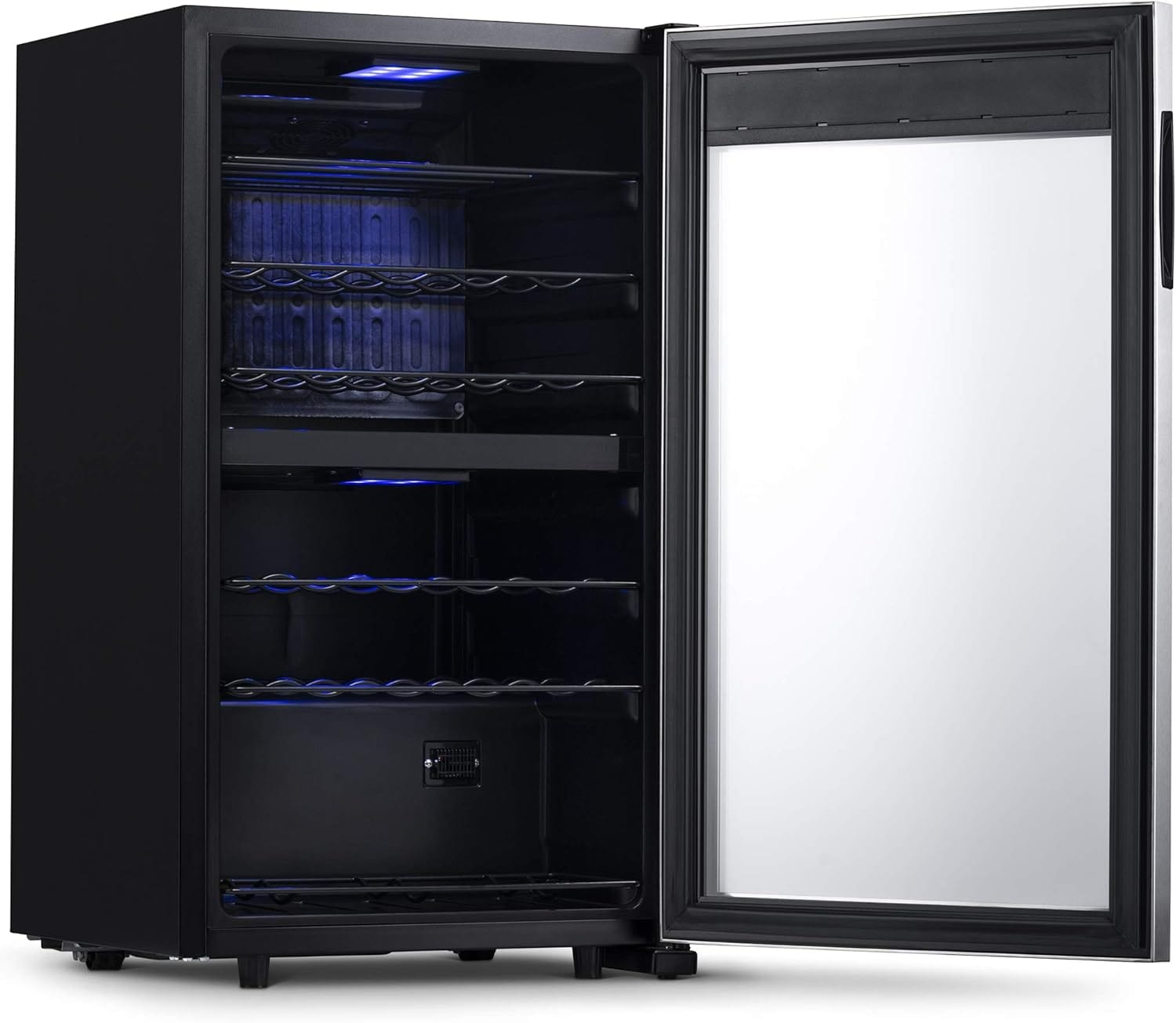 Newair Dual Zone Wine Fridge with Adjustable Racks, 28 Bottles, Stainless Steel - Certified Refurbished