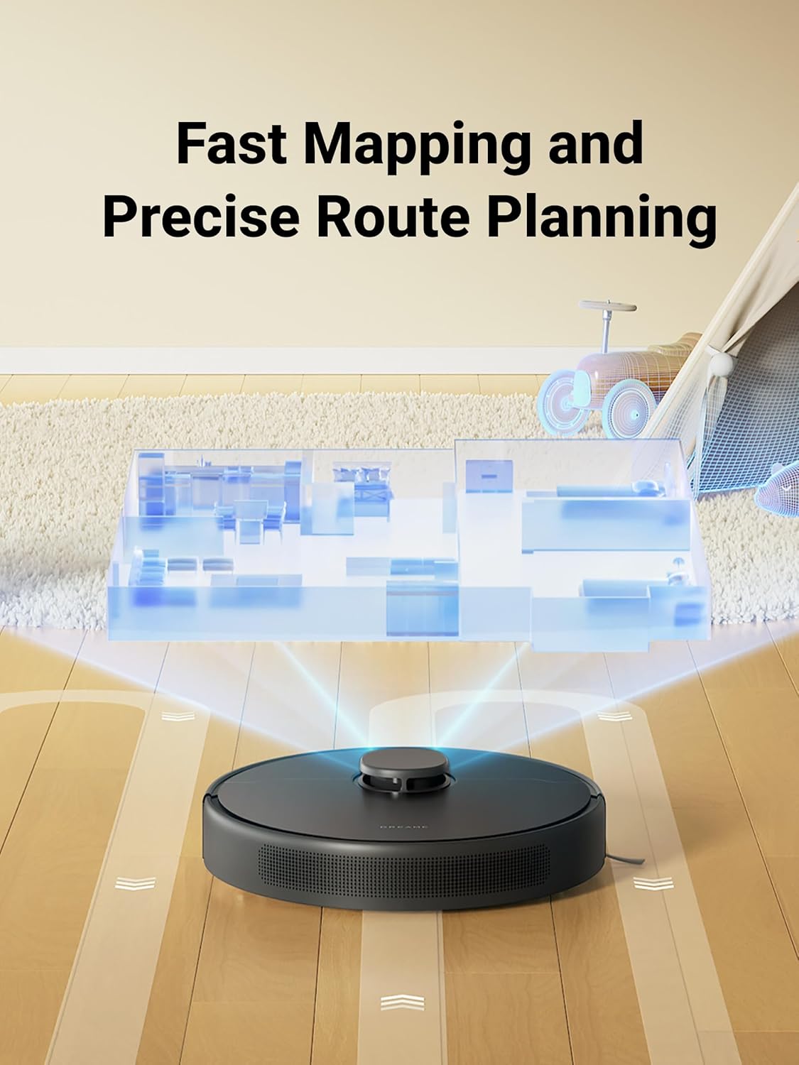 Dreame D9 Max Gen 2 Robot Vacuum and Mop Combo, LDS Navigation, 6000Pa Strong Suction, 240 Min Runtime, 2-in-1 Sweep and Mop, WiFi, App, Voice Control