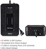 CyberPower Standby UPS Battery Backup and Surge Protector, 900VA/500W, 12 Outlets, 2 USB Charging Ports, Compact - Certified Refurbished