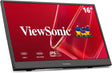 ViewSonic VA1653 16 Inch 1080p FHD IPS Portable Monitor with Eye Care, Built-in Stand, USB C, Mini HDMI, Black - Certified Refurbished