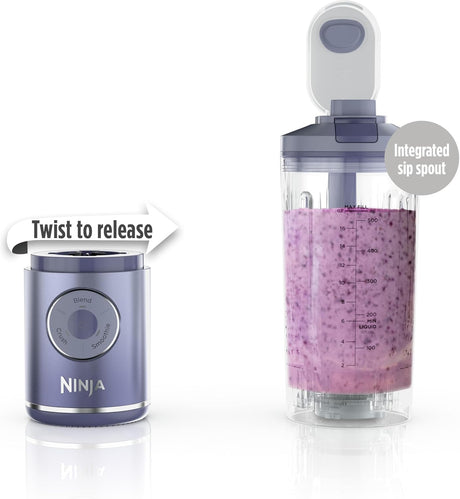 Ninja Blast Max Personal Cordless Blender for Smoothies, Blend, Ice Crush, 22 oz. Twist & Go Vessel, Lavender - Certified Refurbished