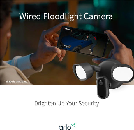 Arlo Wired Floodlight Security Camera, Black - Certified Refurbished
