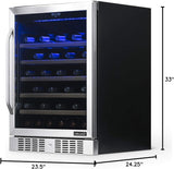 Newair 24" Built-In Wine Fridge with Beech Wood Shelves, 52 Bottles, Stainless Steel  - Certified Refurbished