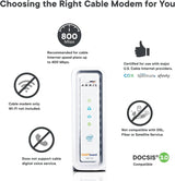 Arris SB6190 SURFboard Cable Modem DOCSIS 3.0 32x8 Gigabit 1 Gbps Port 800 Mbps Max Speed - Certified Refurbished