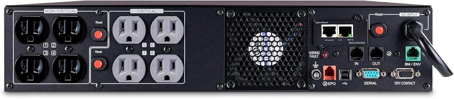 CyberPower Smart App Sinewave UPS System, 1500VA/1500W, 8 Outlets, 2U Rack/Tower, RMCARD205 Pre-Installed - Certified Refurbished