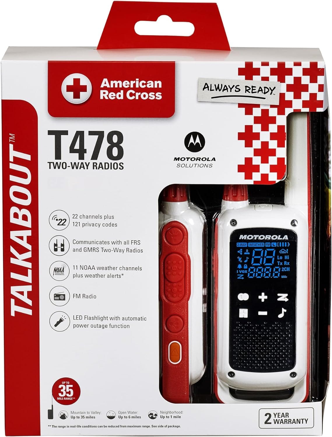 Motorola Solutions Talkabout Emergency Walkie Talkie, American Red Cross Licensed