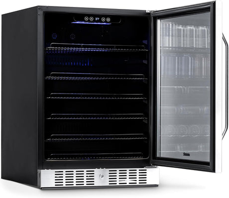 Newair 24" Beverage Fridge, 177 Cans, Stainless Steel - Certified Refurbished